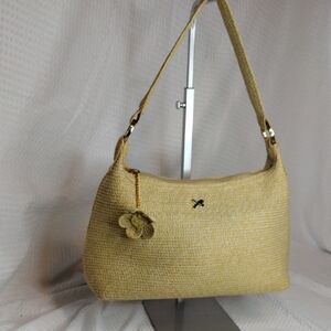 Betmar New York Tan Woven Shoulder Handbag